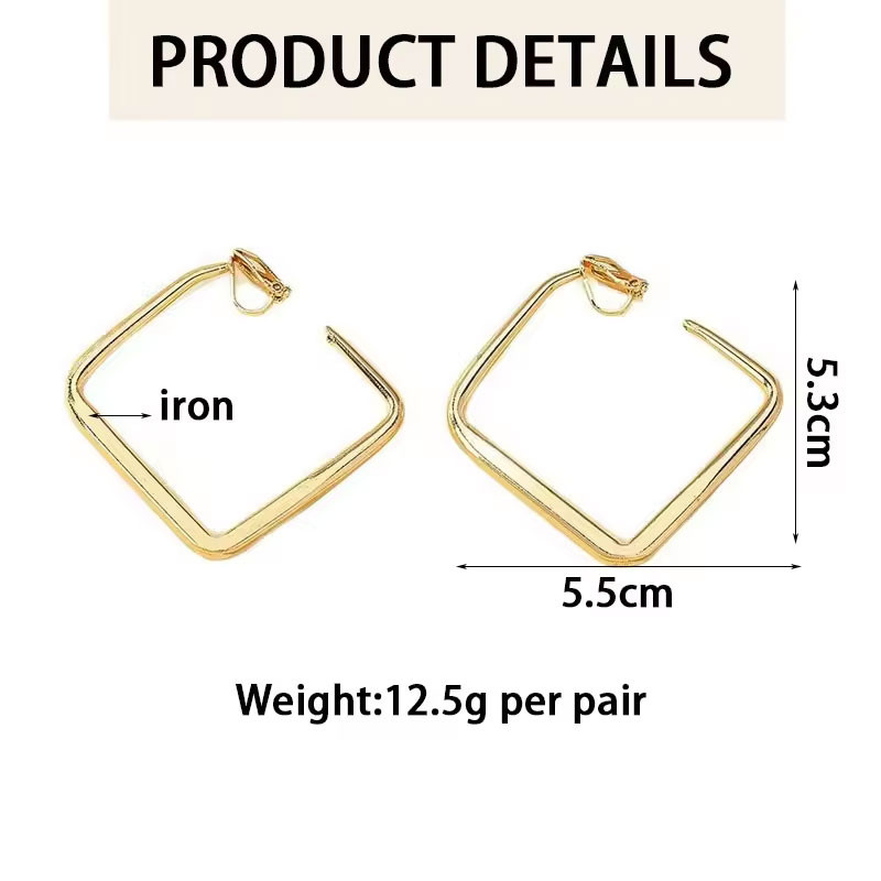Boucles d'oreilles à clips carrées - Boucles d'oreilles à clips