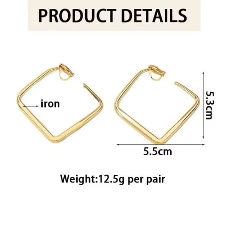 Boucles d'oreilles à clips carrées - Boucles d'oreilles à clips