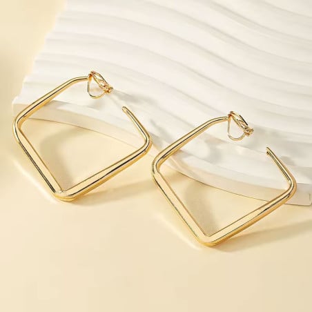 Boucles d'oreilles à clips carrées - Boucles d'oreilles à clips