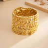 Gold beaded cuff - Stretch bracelets