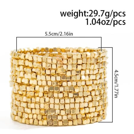 Gold beaded cuff - Stretch bracelets