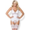 Guepière blanche et string - Corsets pour travestis