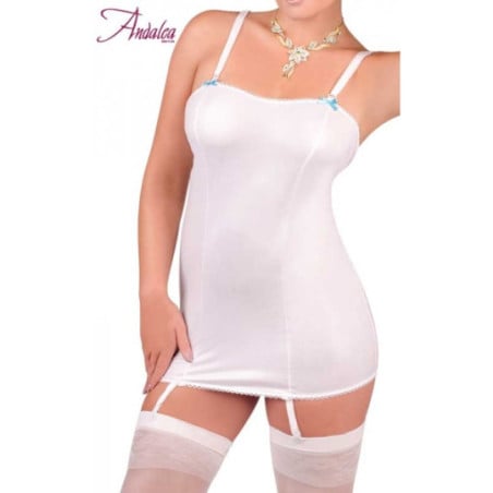 Sexy White Wetlook Suspender Belt - Corsets