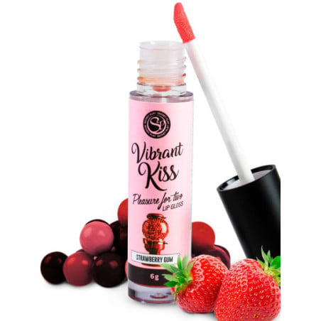 Vibrating Strawberry Gum Lip Gloss - Stimulants