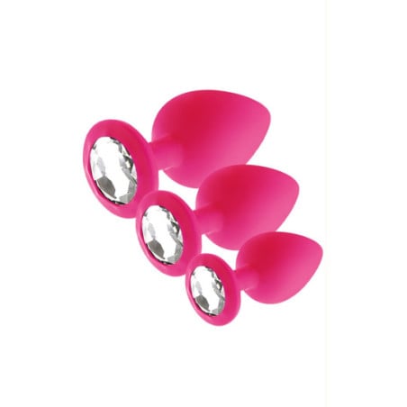 Set de 3 plugs Anals roses Joyas - Plugs bijoux pour travestis