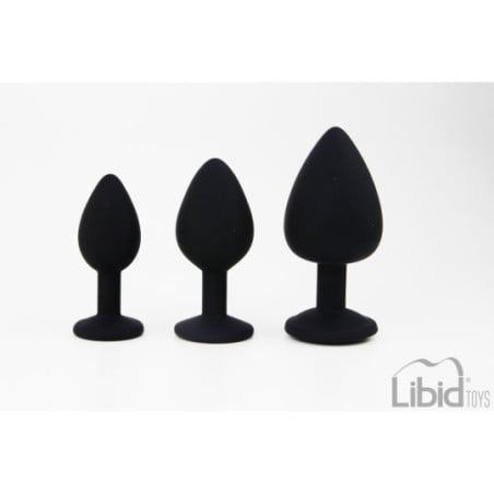 Set de 3 plugs Anals noirs Joyas - Plugs bijoux pour travestis