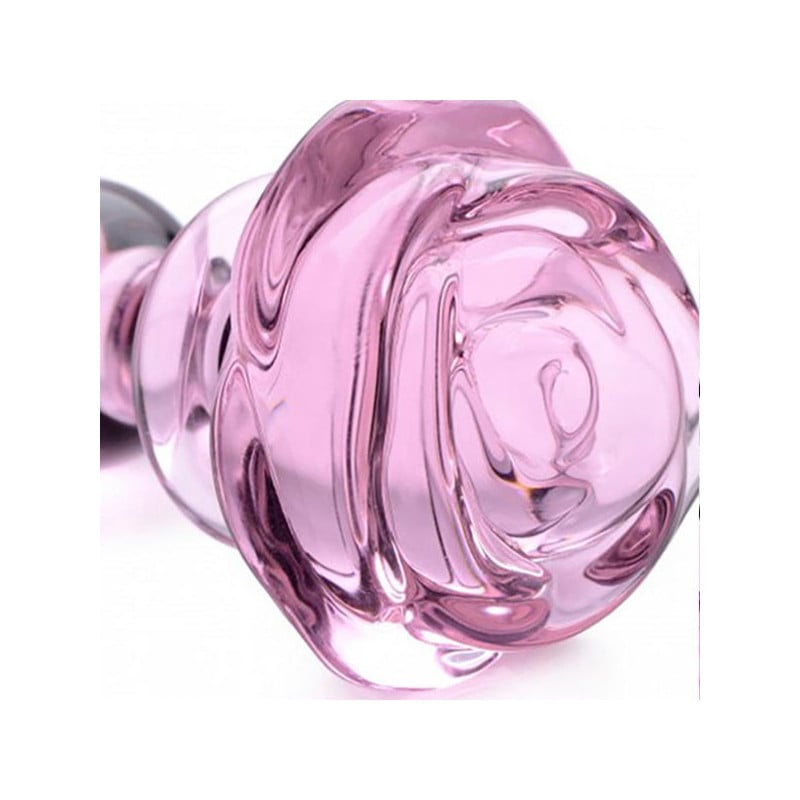 Plug Anal en Verre Pink Rose - Plugs bijoux pour travestis