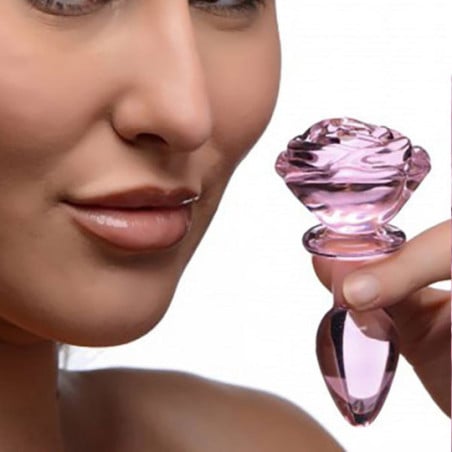 Pink Glass Anal Plug - Jewelry plugs for cross-dressers