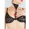 Underwired Removable Chocker Bra With Feline Print - Sexy bras Underwired Removable Chocker Bra With Feline Print - Sexy bras