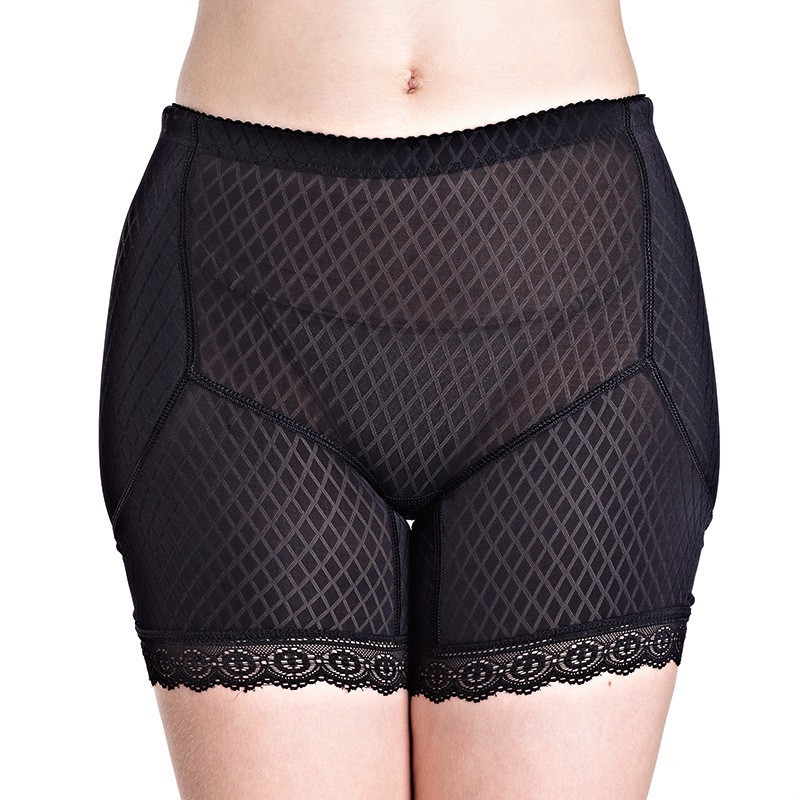 Fake hips black boxer shorts with lace - Hips pads