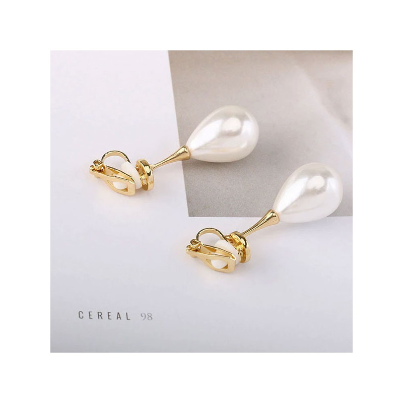 Pearl Drop Earrings - Clip earrings