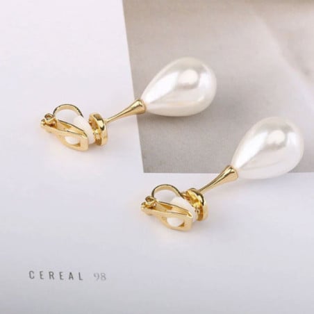 Pearl Drop Earrings - Clip earrings