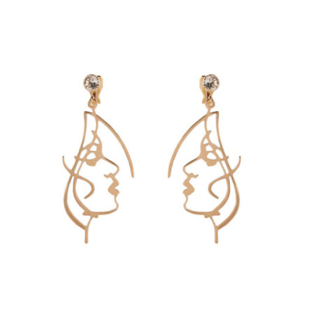 Woman's face earrings - Clip earrings