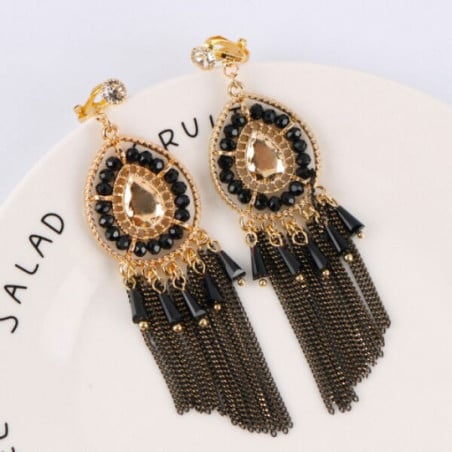 Black medallion clip earrings - Clip earrings