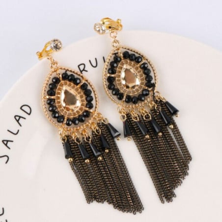 Boucles d'oreilles clips médaillon noires - Boucles d'oreilles à clips Boucles d'oreilles clips médaillon noires - Boucles d'oreilles à clips