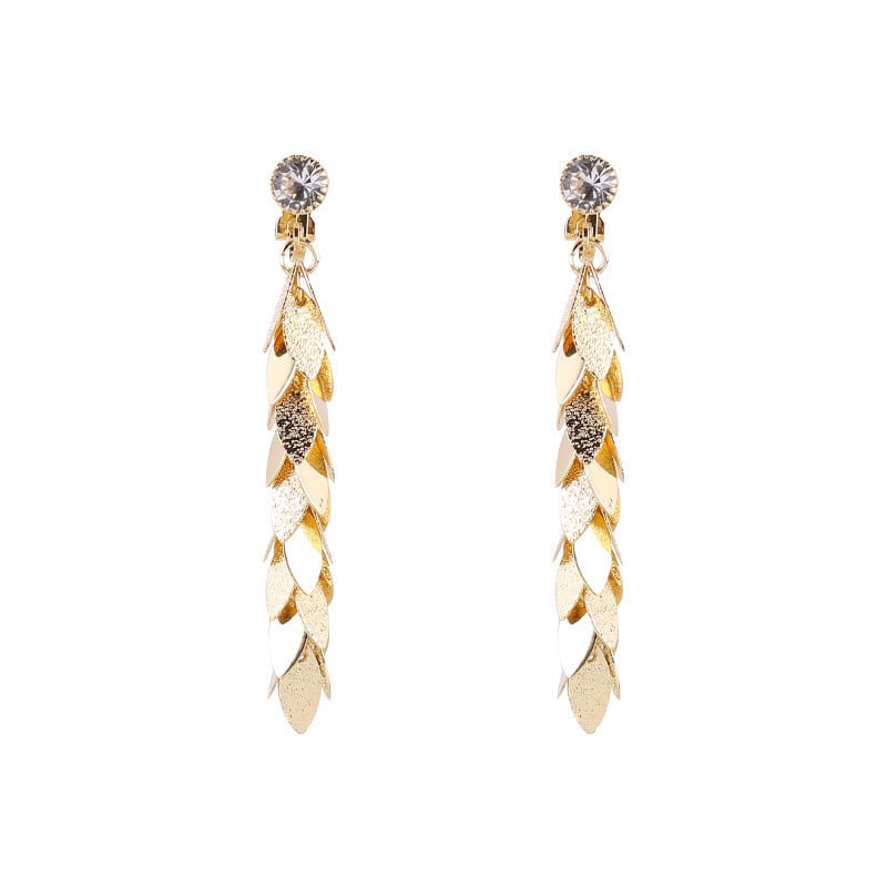 Boucles d'oreilles clips feuilles dorées - Boucles d'oreilles à clips