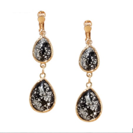 Boucles d'oreilles pépites noires - Boucles d'oreilles à clips Boucles d'oreilles pépites noires - Boucles d'oreilles à clips