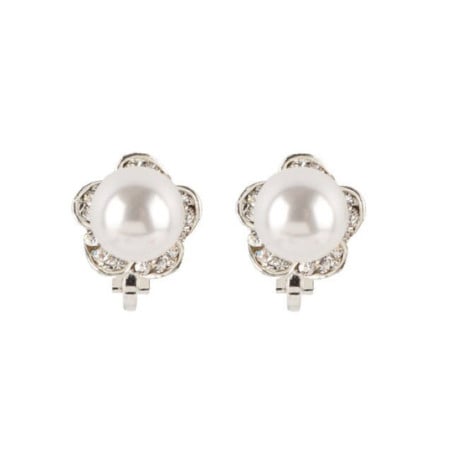 Flower pearl clip earrings - Clip earrings