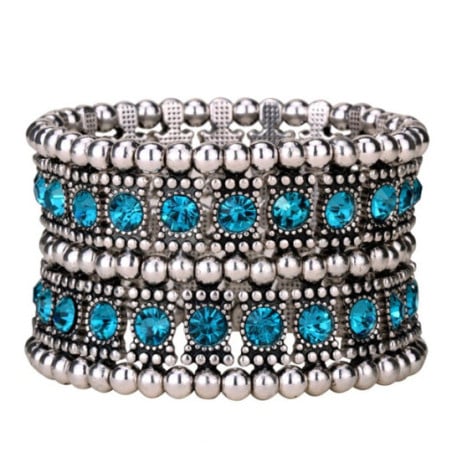 Manchette argent et bleue - Bracelets pour travestis