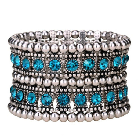 Silver and blue cuff - Stretch bracelets
