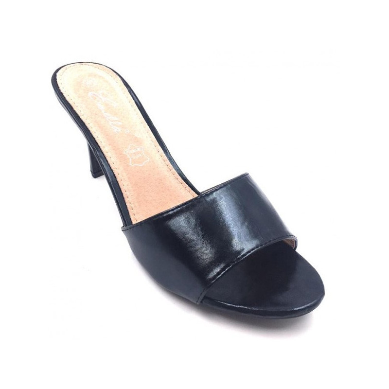 Sandales en cuir noir - Mules grandes tailles pour travestis