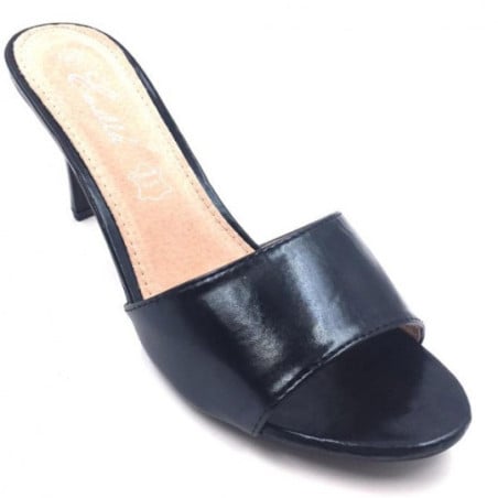 Black leather sandals - Large mules for cross-dressers