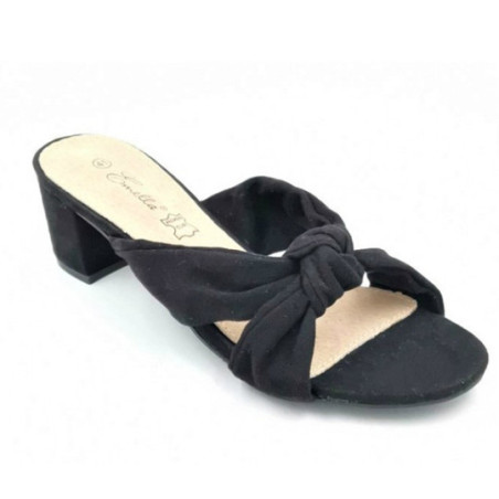 Sandales petits talons noires - Mules grandes tailles pour travestis