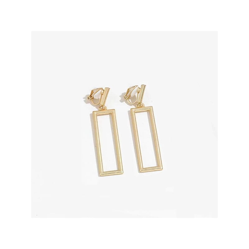Rectangle gold clip earrings - Clip earrings