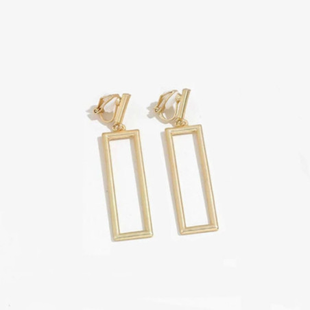 Boucle d'oreille à clips rectangle or - Boucles d'oreilles à clips