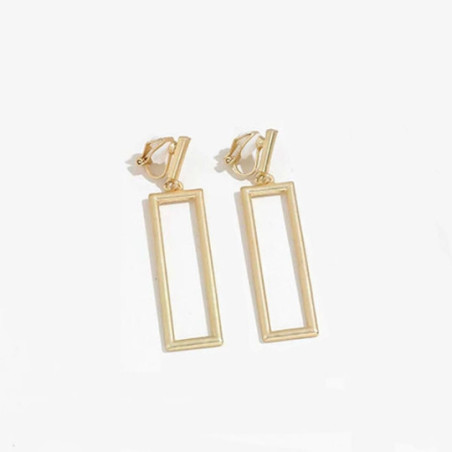 Rectangle gold clip earrings - Clip earrings