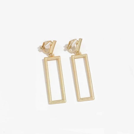 Rectangle gold clip earrings - Clip earrings