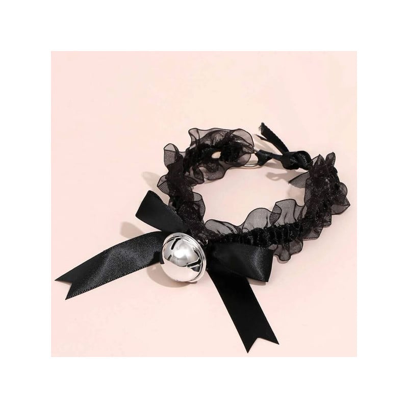 Collier Ras Du Cou En Dentelle Noir Et Doré Avec Pendentif - Un Grand