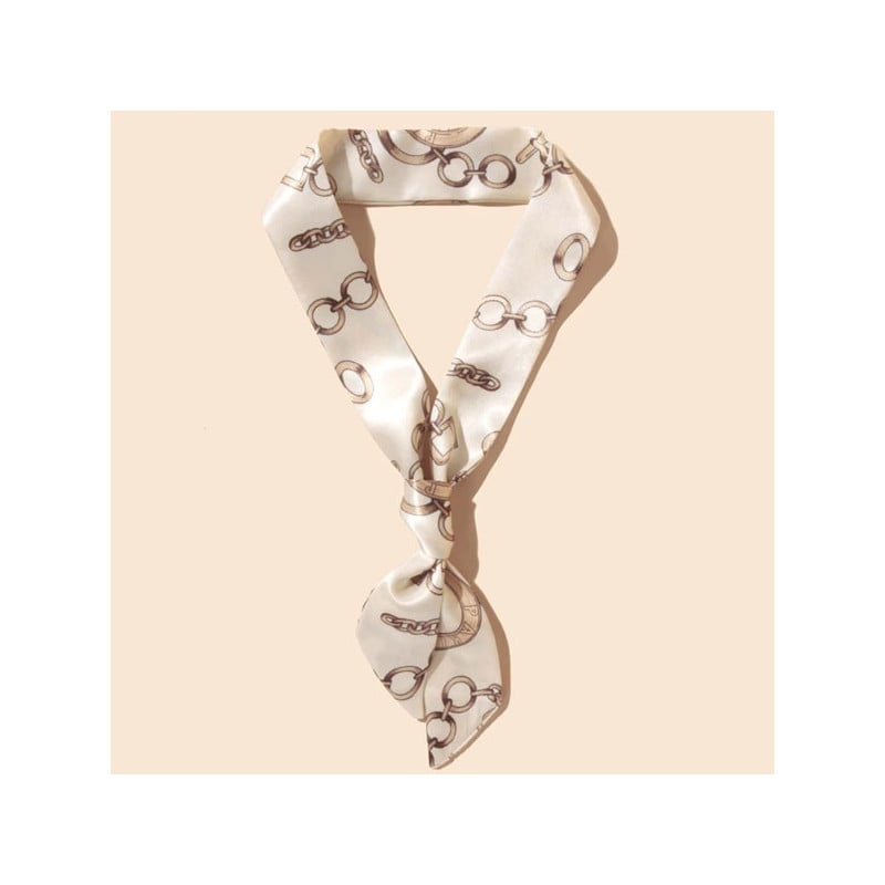 Beige scarf with chain print - Necklaces