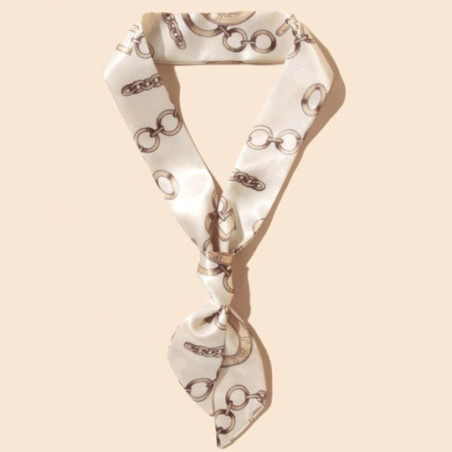 Beige scarf with chain print - Necklaces