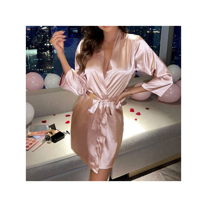 Pink satin bathrobe Rigazo
