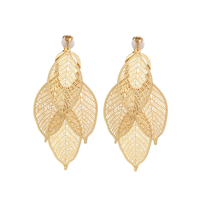 Boucles d'oreilles à clips feuilles - Boucles d'oreilles à clips
