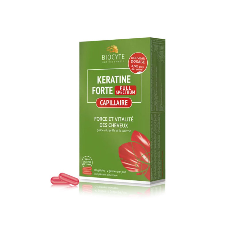 Kératine Forte Capillaire (40 gélules) - Croissance des cheveux pour travestis