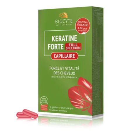 Kératine Forte Capillaire (40 gélules) - Croissance des cheveux pour travestis