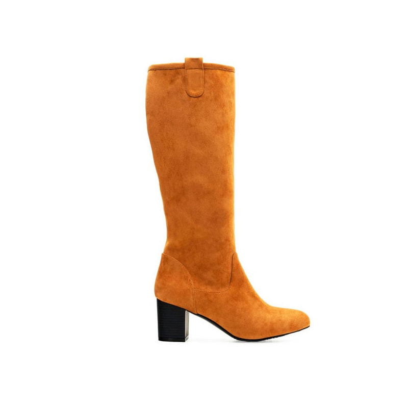 Camel suede boots - Large boots for cross-dressers