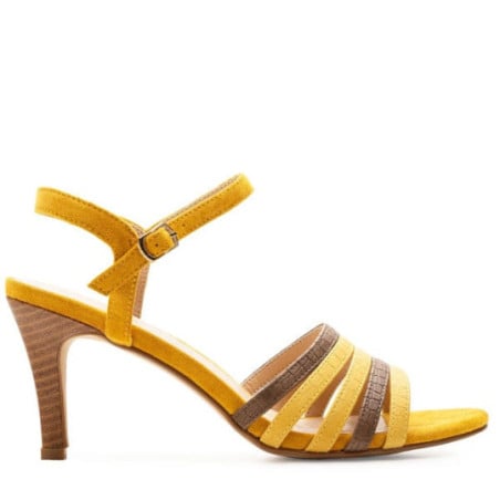 Sandales bicolores jaunes - Sandales grandes tailles pour travestis