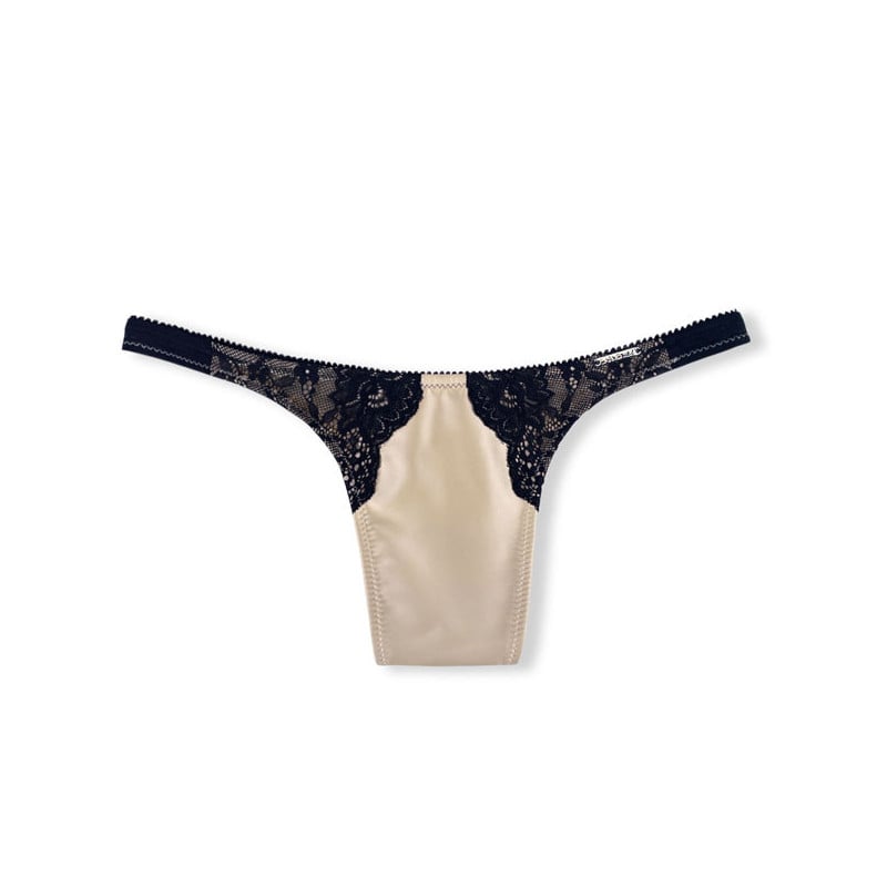 Devotion Satin Thong Cream Pearl - Tucking
