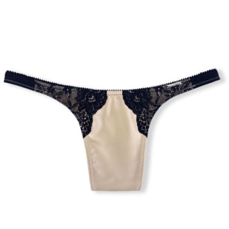 Devotion Satin Thong Cream Pearl - Tucking