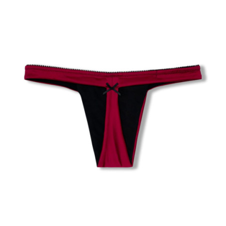 Cute Satin Thong Burgundy Soul - Carmen Liu - Tucking