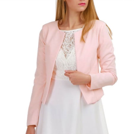 Veste courte rose sans col - Hauts pour travestis