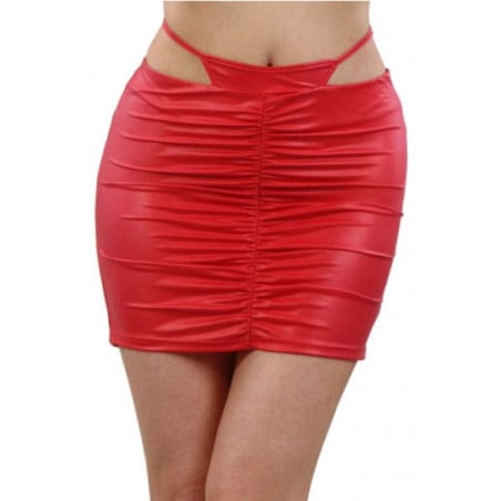 Jupe en wetlook rouge avec string factice - Jupes pour travestis