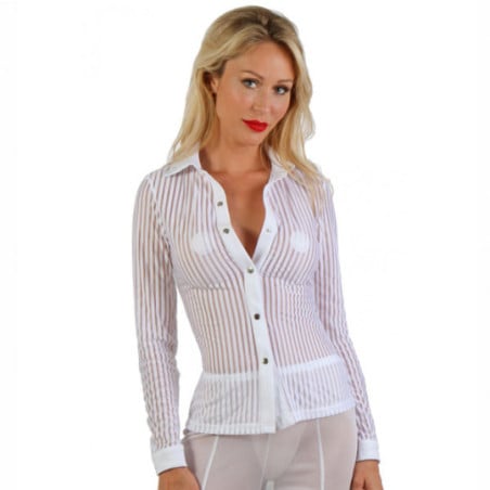 White shirt with opaque stripes - Tops