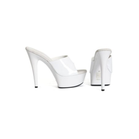 Mules blanches plateforme - Mules grandes tailles pour travestis