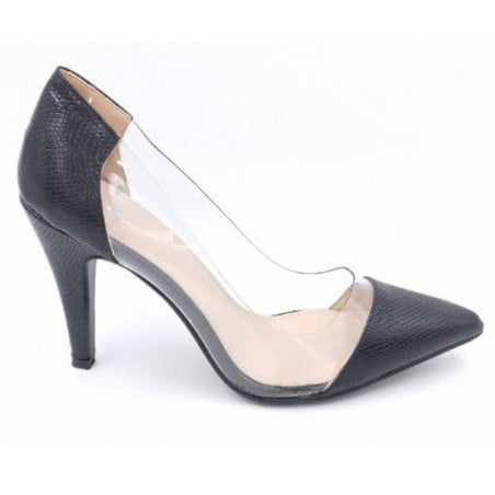 Escarpins transparents noirs - Escarpins grandes tailles pour travestis Escarpins transparents noirs - Escarpins grandes tailles pour travestis