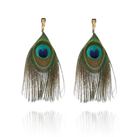 Peacock Feather Clip Earrings - Clip earrings