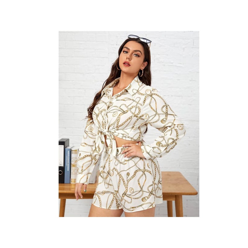 Chain print shorts and blouse set - Skirts & Shorts